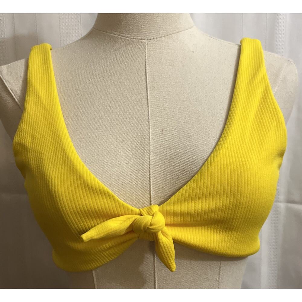 Bikini Top Front Tie Knot Bright Yellow Size Medium
